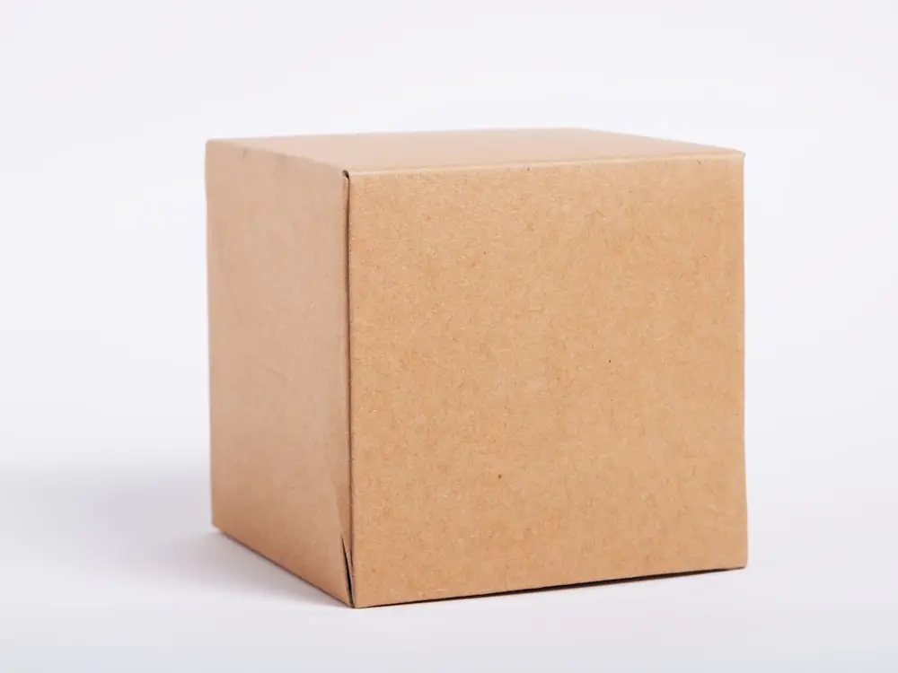 A plain kraft presentation box on a white background